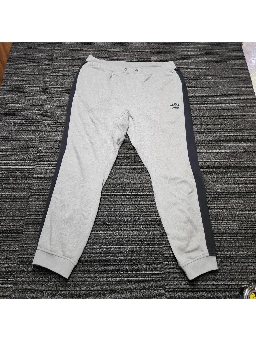 Umbro Jogger Sweatpants Mens Large Gray Black Fleece Lined Athletic Pants